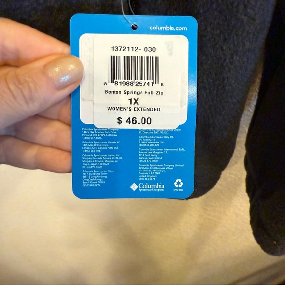 Women’s Columbia Charcoal Fleece Full Zip Jacket sz 1X - Picture 8 of 8